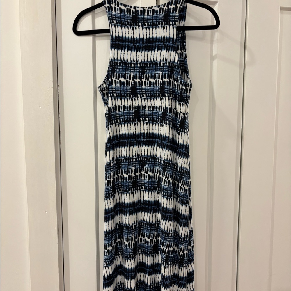 ATHLETA women’s  Modal Navy and White maxi Dress Size Small stripe print tank - Picture 6 of 6